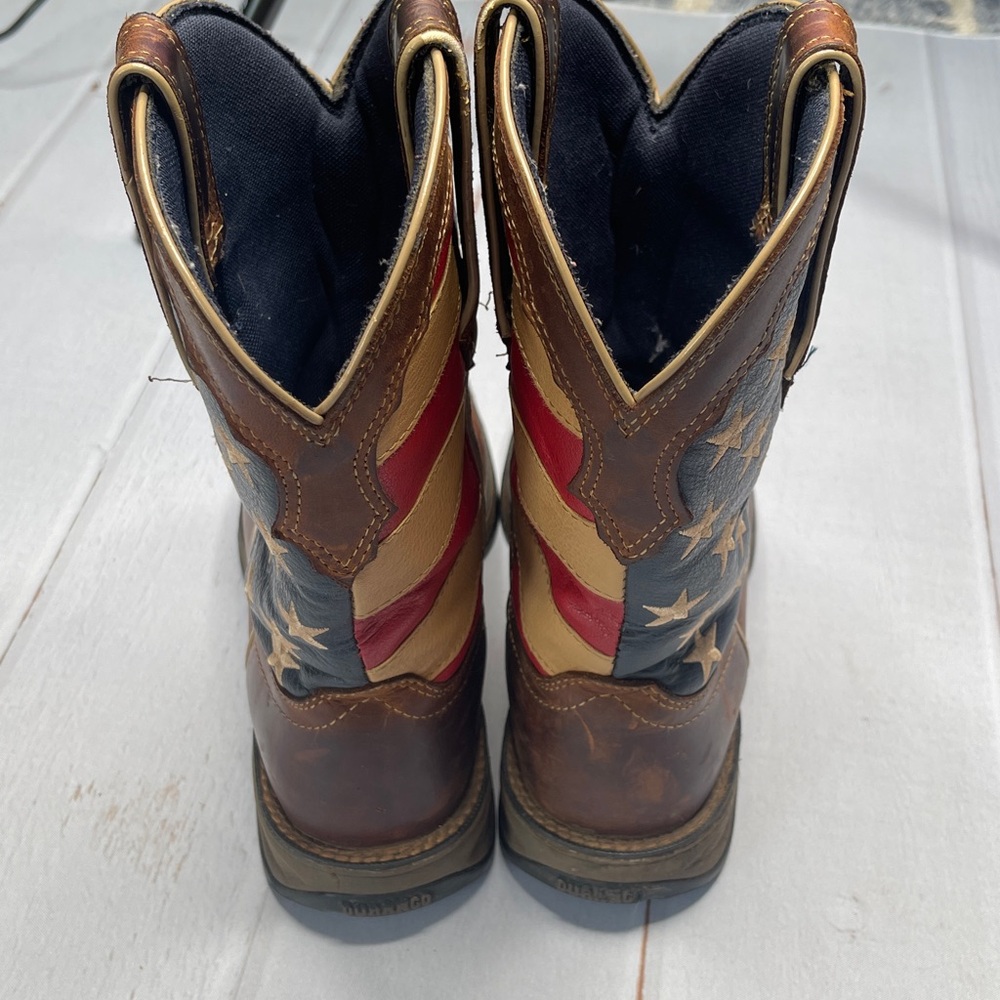 Durango 9 Cowboy Boots Flag Patriotic Ladies Square Toe 10 Inch Western Rodeo - Picture 5 of 15
